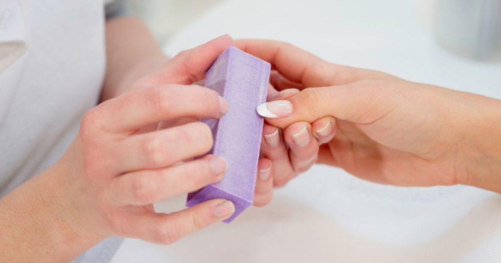 Nail buffering in beauty salon